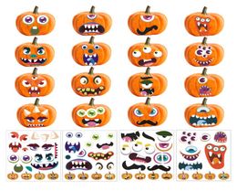 Halloween mask stickers 24x28cm party make a face Pumpkin decorations Sticker Home Decor Kids Decals DIY Halloween Decoration5158528