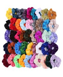 46 color Whole Women Elegant Korean Velvet Elastic Hair Bands Hair Tie Ponytail Holder Scrunchies Headband Lady Hair Accessori2607559