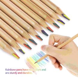 Rainbow Pencils Wooden Colourful Pencils Kids Graffiti Painting Drawing Pencils School Stationery Supplies