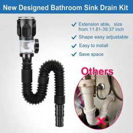 Kitchen Sink Drain Pipe Flexible Stretchable Deodorant Strainer Pipeline Washbasin Anti Blockage Sink Strainer Drain Pipe