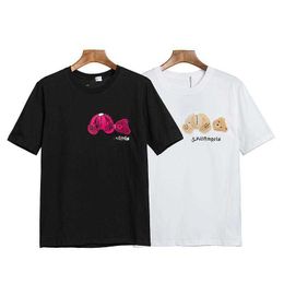 Trendy and Fashion Pa Angels Trendy Brand Correct Edition High Quality Embroidered Broken Head Bear Casual Round Neck Mens and Womens Short Sleeve Tshirt with 1:1 logo