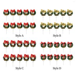 Decorative Flowers 10Pcs Mini Christmas Wreaths Window With Bow Artificial