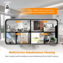 Dual Lens Home E27 Buld Camera 2K PTZ Control Human Tracking Wifi Indoor Security Baby Monitor IP CCTV Surveillance Night Vision