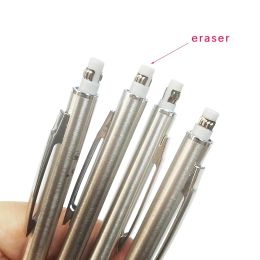 0.5 0.7 0.9mm Metal Mechanical Pencil with Eraser Set 2B/HB Lead Art Sketch Drawing Supplies Automatic Pencil Writing Stationery