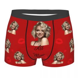 Men's Valentine's Day Gifts Custom Photo Boxer Shorts Panties Mid Waist Underwear Customised Print Male Novelty Long Underpants