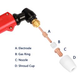 PT31 LG40 Plasma Cutter Electrode Tips Cup Plated Extended Consumables Tip Electrodes Kit For PT-31 CUT40 CUT50 LGK40 HYC410