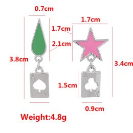 Anime HUNTER x HUNTER Hisoka Cosplay Earrings Stars Teardrop Poker Earring Stud for Women Men Ear clip Jewellery Accessories