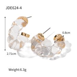 Uworld Twist Clear Chunky Transparent Half Round Earring Hot Sale Eco-friendly Resin Material CC Y2K Earrings For Ladies