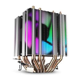 Pads Cpu Air Cooler 6 Heat Pipes TwinTower Heatsink With 90Mm Rainbow Led Fans For 775/1150/1155/1156/1366