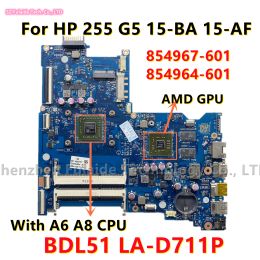 Motherboard BDL51 LAD711P For HP 255 G5 15BA 15AF 15AY Laptop Motherboard With A67310 A87410 CPU AMD 2GB GPU 854967601 854964601