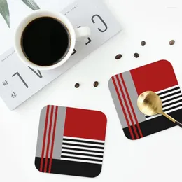 Table Mats Colourful Geometry Coasters PVC Leather Placemats Waterproof Insulation Coffee For Decor Home Kitchen Dining Pads Set Of 4