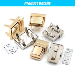 1pc Metal Square Push Lock Turn Pressed Lock Clasp Buckle for Leather Craft Handbag Purse DIY Hardware Accessories
