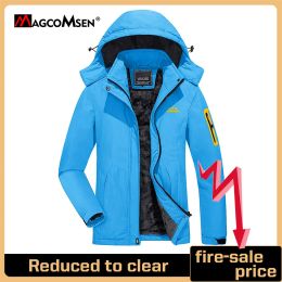 MAGCOMSEN Women's Winter Waterproof Ski Jackets Warm Fleeced Ladies Hiking Coats Snowboarding Jacket with Detachable Hood