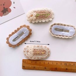 Crochet Side Bangs Clips Woollen Knitted Flower Hairpins Girl Handmade Floral Weave BB Clip Barrettes Hair Accessories For Kids