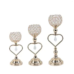 Candle Holders Gold Crystal Holder Tealight Candlestick For Wedding Party Decoration