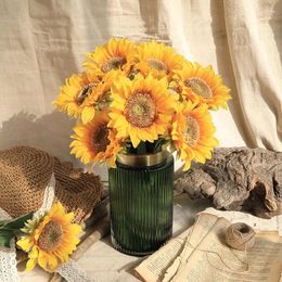 Decorative Flowers 1/10pcs Sunflower Decoration Artificial Flower Bouquet Realistic Silk Daisies Gift For Home DIY Arrangement Wedding Party