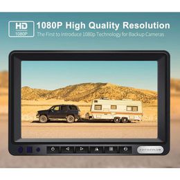 1080P FHD Digital Wireless Backup Camera System Kit for RV Truck Trailer Van Bus Night Vision 7 inch HD LCD Monitor IP69 Waterproof Rear View Camera No Interference