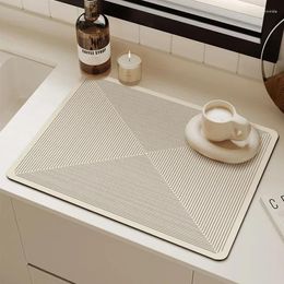 Table Mats Modern Drain Mat Diatom Kitchen Rug Super Absorbent Dish Drying Pad Non-slip Drainer Quick Dry Tableware Rugs Decor