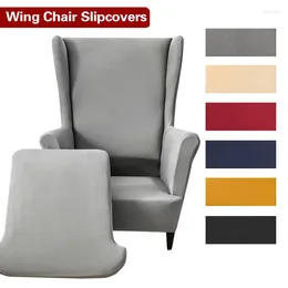 Chair Covers Sofa Slipcover Solid Color Furniture Protector Wing Slipcovers 2Pieces/set Stretch Spandex Wingback