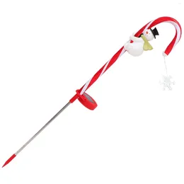 Decorative Flowers Solar Lawn Lights Garden Stake Patio Lamp Pathway Yard Candy Cane-shape Powered Walkway Crutches