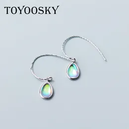 Stud Earrings TOYOOSKY 925 Sterling Silver Drop Water Gradient Fashion Sweet Cute Colorful Snthetic Glass Jewelry Brincos