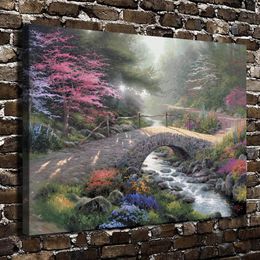 Thomas KinkadeBridge of Faith1 Pieces Canvas Prints Wall Art Oil Painting Home Decor UnframedFramed7048456