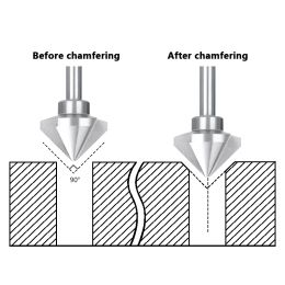 XCAN Round shank 6pcs 3 Flute 90 Degree HSS Chamfer Chamfering Cutter End Mill Tool Countersink Drill Bit Set 6.3-20.5MM