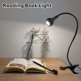 Flexible Table Lamp Reading Lamp USB Adjustable Goosenecks Clip On Light Night Light Indoor Lighting White Light 6500K Book Lamp