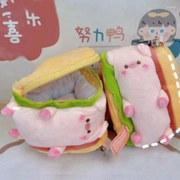 Storage Bags Cute Piggy Sandwich Coin Purse Charging Cable Headphone Bag Portable Mini Keychain Birthday Gift