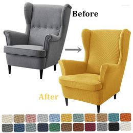Chair Covers Wing Slipcovers Stretch Polar Fleece Wingback Solid Color Armchair Furniture Protector