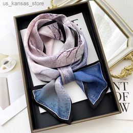 Scarves Fashion Design % Real Silk Skinny Scarves Handle Bag Ribbons Foulard Tie Hair Band Neckerchief Print Headbands For Women240409