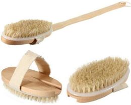 WholeNatural Long Massage Handle Wooden Body Brush Home Bath Shower Back Spa Scrubber Detachable9105255