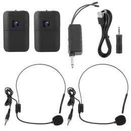 Microphones Wireless Microphone Two Channels Portable UHF Mic Headmounted Microphone With Receiver And Transmitter