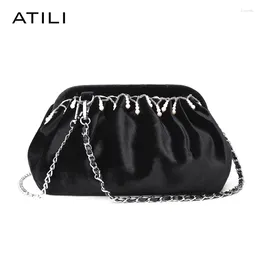 Bag ATLI Candy Colour PU Leather Shoulder Simple Bags For Women 2024 Small Crossbody Travel Chain Handbags And Purses