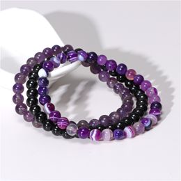 6mm Small Beads Bracelets 3Pcs/Set High Quality Natural Stone Lapis Lazuli Beaded Bracelets Bangles Yoga Jewelry For Women Men