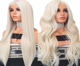 Platinum Blonde Wig With Baby Hair 26 Inch Synthetic Lace Front Wig Glueless Heat Resistant Wigs For Women1969689