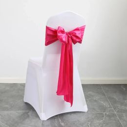 Flower Bow Silk Scarf Chair Back Flower Ding Streamer Party Solid Color Chair Cover Wedding Banquet Scene Chair Cover Back