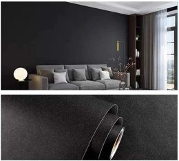 Matte Black Water Proof Wallpaper Plain Vinyl Self-Adhesive Liner Drawer Peel and Stick Countertop Solid Color Contact Paper