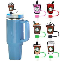 6 styles drink cup styles straw toppers charms decoration accessories straw cap dust plug wholesale