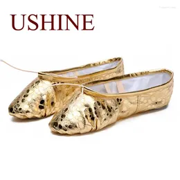 Dance Shoes USHINE Professional PU Gold Silver Training Body Shaping Yoga Slippers Belly Ballet Kids Girls Women