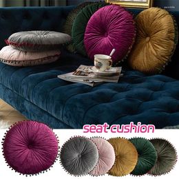 Pillow Nordic Living Room Sofa Solid Velvet Soft Quilted Round Pumpkin Tatami Chair Tassels Home Decor