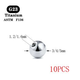 10PCS G23 Titanium 14G 16G External Thread Internally Threaded Ball Replacement Accessories Body Jewellery Accessories