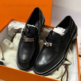 Casual Shoes Silver Lock Buckle Front Tie Thick Bottom Black Leather Shoes White Round Toe Thick Heel Oxford Loafers Platform British Shoes T240409