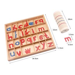 Montessori Language Toys English Alphabet Blanket Wooden Movable Alphabet Red & Blue with Mat 26Pcs Alphabets Toys for Children