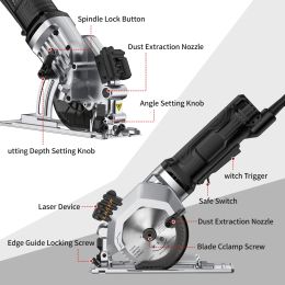 Mini Electric Circular Saw 4-1/2 Inch Compact Circular Saw 3500RPM with Laser Cutting Guide for Wood Tile and Plastic Cuts