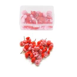 50pcs/box Plastic Heart Pins Cork Board Safety Mixed Colour Push Pins Thumbtack Office Binding Supplies School Accessories 2024