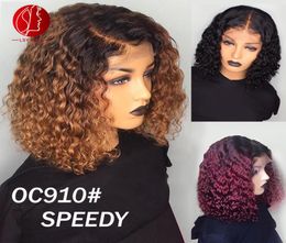 Old Cobbler Speedy Customised 100 high quality human hair water wave bobo wigs Front lace wig Headband5031905