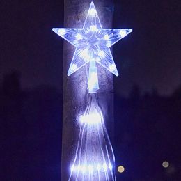 LED Christmas Tree Star Waterfall Lights With Remote Control 8 Lighting Modes String Light For Outdoor Christmas Decorations