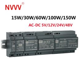 NVVV HDR Series Din Rail Switching Power Supply 24V Power Supply 15W 30W 60W 100W 150W AC-DC 12V Voltage Stabiliser Transformer