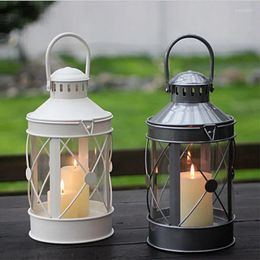 Candle Holders Candlestick Decoration European Wrought Iron Wind Lamp Wedding Romantic Simple Decorative Two-color Modeling